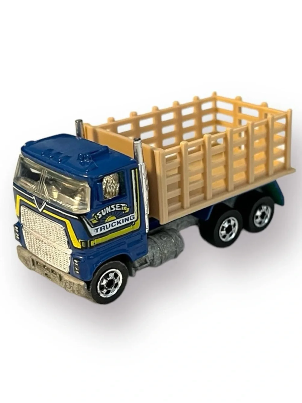 Hot Wheels 1981 COE Ford Blue Cab Dump Truck Sunset Trucking Stake Body Bed BW